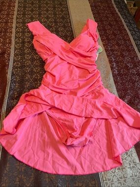 Classic Ruched Pink One-Piece Swim Dress